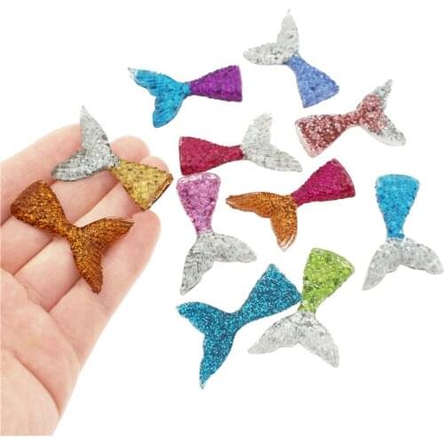 10PCS 38*26mm Resin Multi Color Mermaid Tail Charms Pendants DIY Cabochons Resin Necklaces Embellishment Accessories Craft