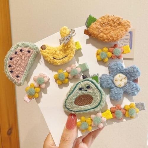 2 Pcs/Set Children Cute Colors Nylon Flower Fruit Ornament Hair Clips Girls Lovely Barrettes Hairpins Kids Hair Accessories