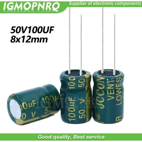 20PCS 50V100UF 8*12mm igmopnrq Aluminum electrolytic capacitor high frequent low impedance 8x12mm