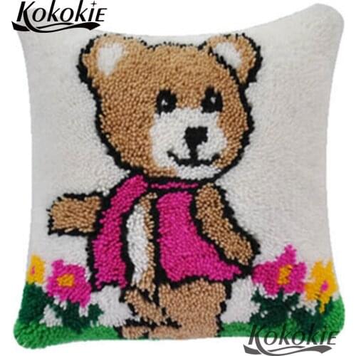 3d pillow cushion embroidery Pillowcase Crocheting latch hook bear print Needlework cross stitch rug kit to stitch diy carpet