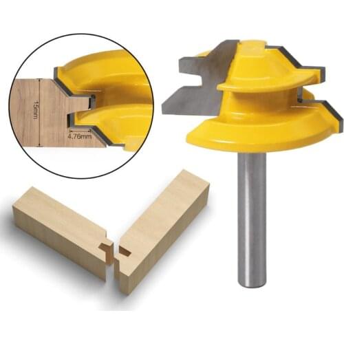 45 Degree Miter Lock Tenon Milling Woodworking Router Bit 6mm Shank Carbide Drilling Cutter Tool