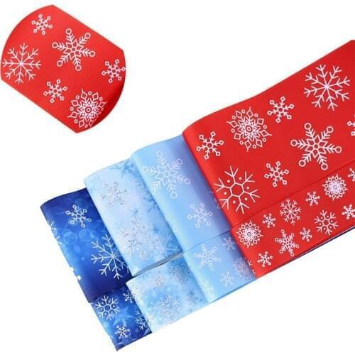 75mm Christmas snowflake grosgrain ribbon for Christmas accessories welcome custom colors