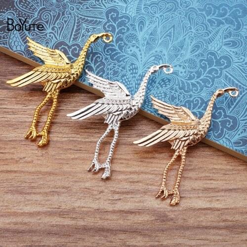 BoYuTe Wholesale 20Pcs Metal Alloy 50*64MM Crane Pendant Jewelry Materials Diy Hand Made Accessories Parts