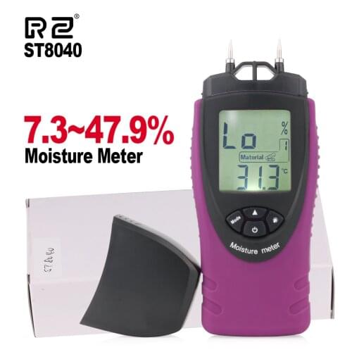 RZ ST8040 Digital Wood Moisture Meter Professional Wood Humidity Hardened Wood Building Materials Temperature Moisture Tester