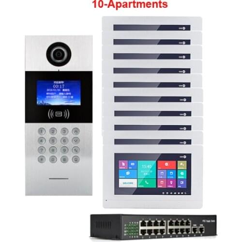 Top quality HD TCP/IP digital video intercom doorbell touch screen residential intelligent electronic access control system 1V10