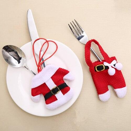 Home Decor Christmas Table Decoration Christmas Knife and Fork Set Christmas Tableware Set Christmas Small Clothes and Pants
