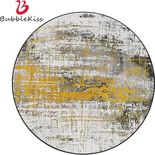 Bubble Kiss Round Rug Golden Abstract Carpets For Living Room Coffee Table Floor Mat Bedroom Decor Soft Carpet Non-Slip Area Rug