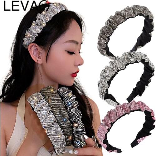 Levao New Rhinestone Full Crystal Headband For Women Wide Elastic Hairbands Baroque Diamond Hair Accessories Headdress