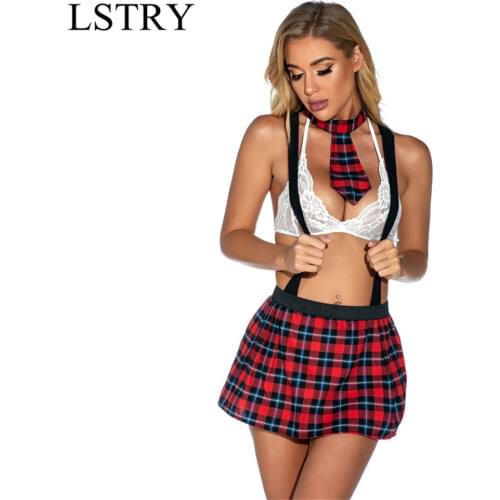 LSTRY 2021 Sexy Lingerie Hot Women Tie+England Plaid Skirt Cosplay Sexy Student Uniform Erotic Underwear Lenceria Sexy Costumes