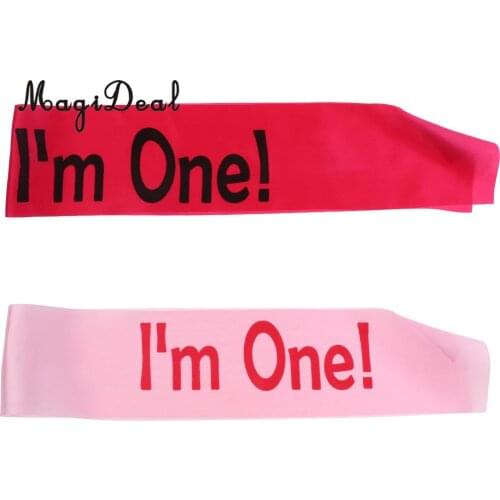 MagiDeal Cute I am One Satin Sash Baby Boy Girl First Birthday Decoration Age 1st Fancy Dress
