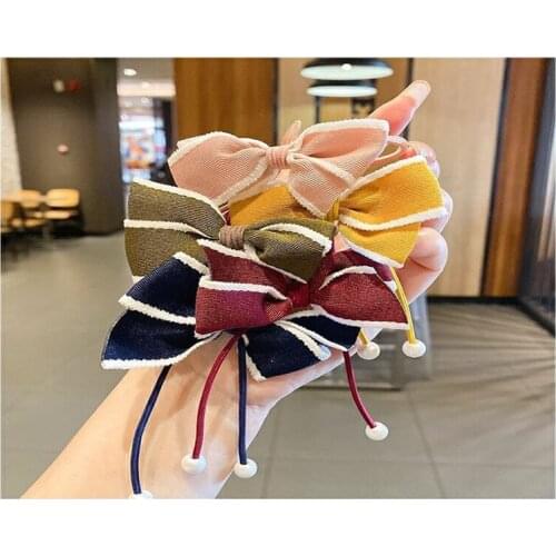 Women Girls Cute Hairpins Hair Rope Lace Flower Bow Ribbon Hair Clip Hair Ornament Fashion Headband Black White Hair Accessory
