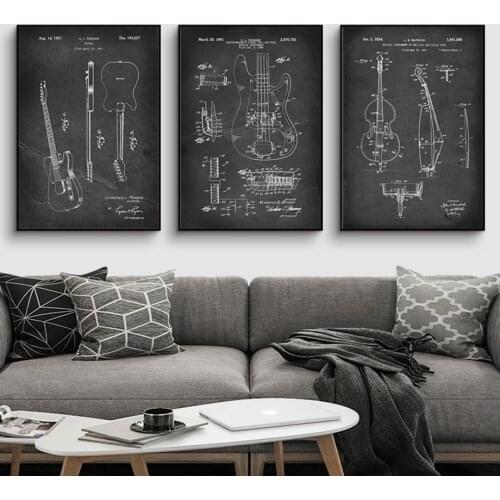 Musical Instrument Wall Art Canvas Paintings Guitar Saxophone Poster Print Music Education Picture Home Interior Decoration