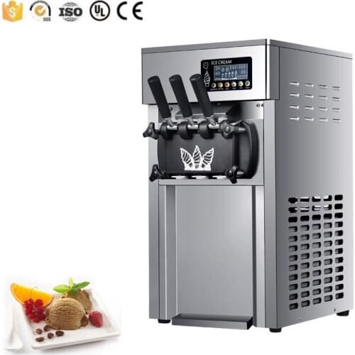 Small Desktop Ice Cream Machine 3 Flavor Commercial Soft Ice Cream Machine 1200W Ice Cream Maker Machine