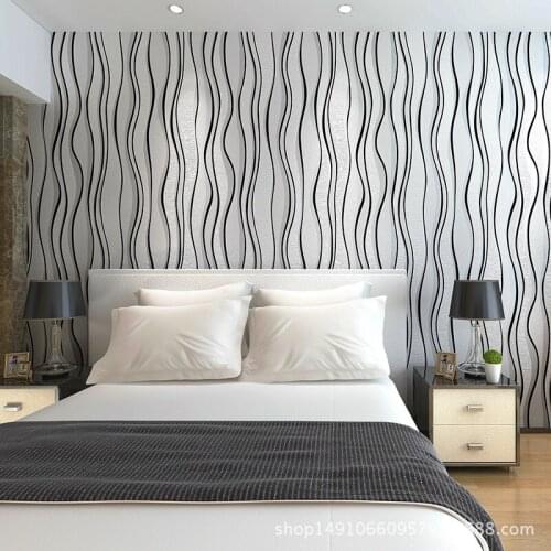 Beibehang wallpaper Modern minimalist bedroom living room TV background wall paper flocking foam 3D striped wallpaper