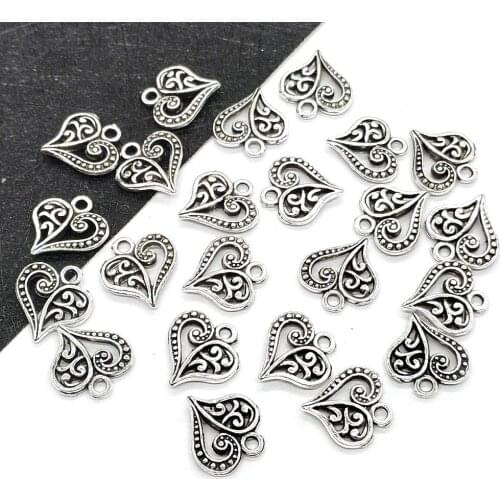 Charms for Jewelry Making, 10PCS Zinc Alloy Charm Heart-shaped Pendant, Metal Supplies, Handmade DIY Bracelet Anklet Accessories