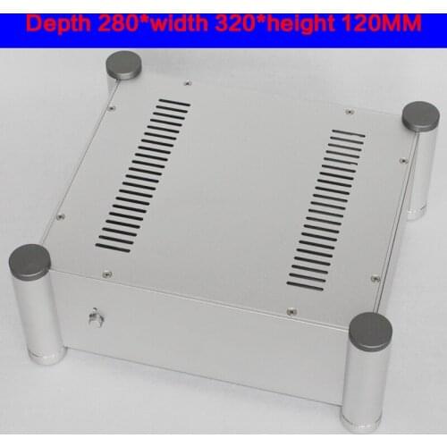 KYYSLB 280*320*120mm WA113 All-aluminum Preamp Amplifier Chassis Box House DIY Enclosure with Feet Switch Amplifier Case Shell