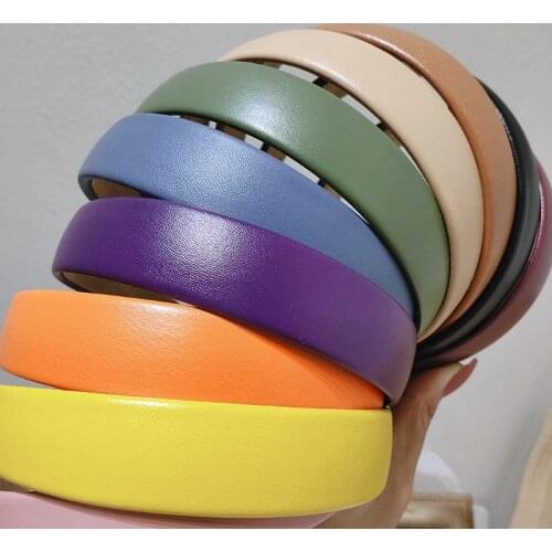 Hair Band Korean Retro PU Leather Headbands Fashion Solid Color Wide Edge Hair Hoop Ins Texture Bezel Hair Bands New Headdress