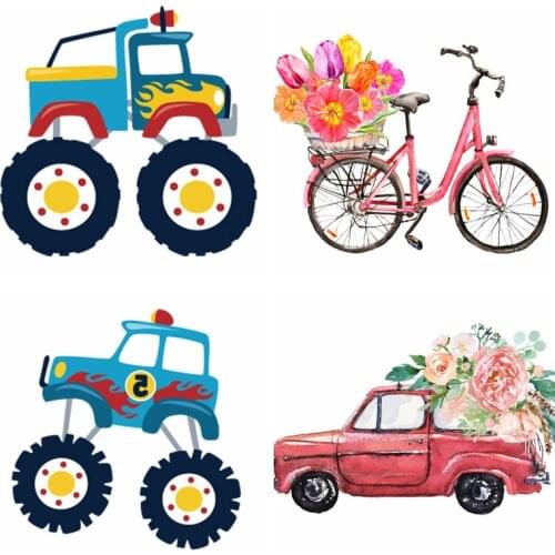 Pulaqi Printable Heat Transfer Vinyl Car Tractor Patch Badge Thermal Transfer Iron On Transfers For Kids T-shirts Applique