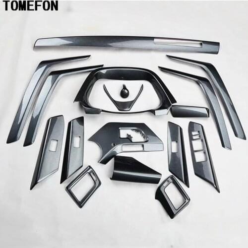 TOMEFON 17PCS For Toyota RAV4 RAV 4 2014 ABS Carbon Fiber Paint Front Dash Board Air Vent Panel Inner Door Interior Accessories