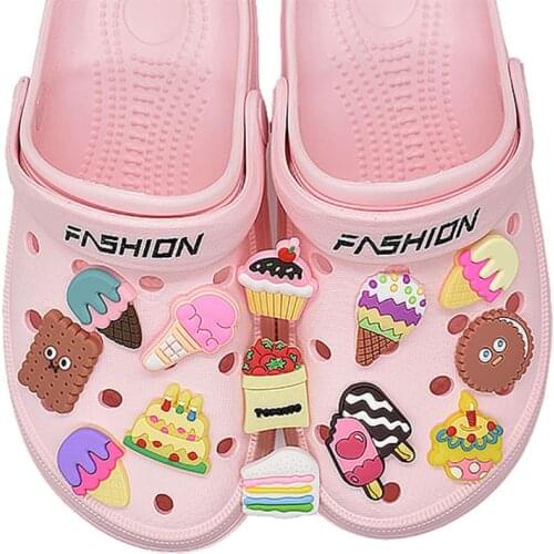 10pcs/Set PVC Cartoon BHD Cake Shoe Charms Accessories Shoe Buckle Decorations Shoe Ormaments fit Croc Party Kids Gifts