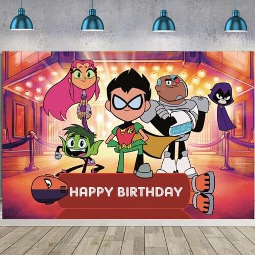 Teen Titans Go Photo Backdrop Baby Shower Boys Girls Birthday Party Supplies Decorations Vinyl Photography Backgrounds Banner