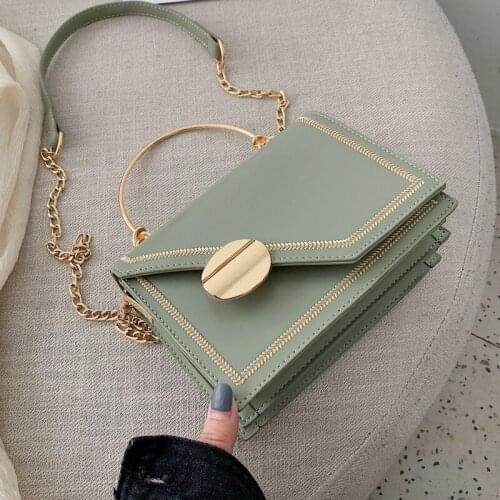 Matcha Green PU Leather Chain Design Crossbody Bags Women Small Luxury Handbag Womens Bag Ladies Designer Messenger Bags