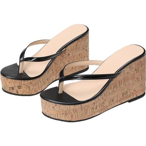 Womens Platform Wedges Sandals Wedges Flip Flops High Heel Sandals Slippers White Beach Sandals Bohemia Flip Flops Pink