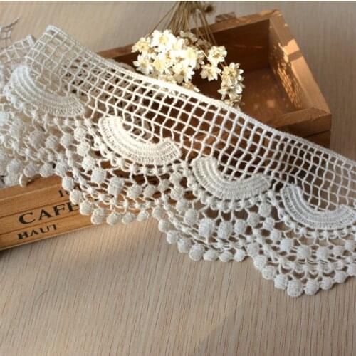 1 Meter Beige Lace Trim 100% Cotton Hollow Lace Fabric Ribbon Sewing Accessories Handmade DIY Apparel Garment Hometextile