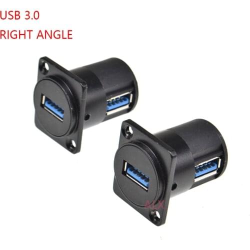1PCS right angle D type metal usb female socket panel mounting holder adapter usb 3.0 female to female connector for 86 panel