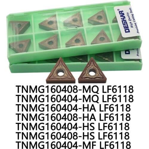 10PCS DESKAR TNMG160404 HA HS MF MQ TNMG160408 LF6118 Turning Tools Carbide inserts CNC lathe Cutter For Stainless steel
