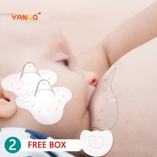 [2 Pcs] Natural Fit Silicone Nipple Shield Breastfeeding FREE Casing