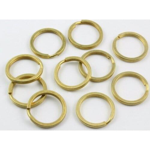 20 Pieces 20mm Solid Brass Split Key Ring - Flat