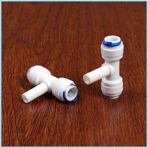 5pc Reverse Osmosis Aquarium System Coupling T Shape Tee 3/8"OD Hose To 3/8" Pipe RO Water Plastic Pipe Fitting Quick Connector