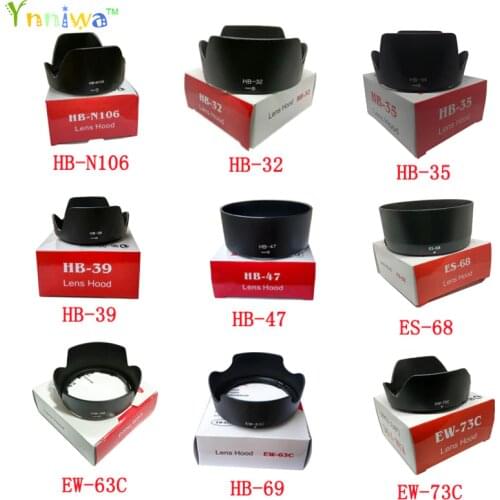 10pcs HB-N106 HB-32 HB-35 HB-39 HB-47 HB-69 ES-68 EW-63C EW-73C camera Lens Hood for nikon canon lens camera with package box