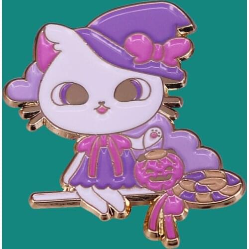 Cute Magic Cat Enamel Pins Brooch Collecting Animal Alloy Lapel Badges Men Women Fashion Jewelry Gifts Adorn Backpack Collar Hat