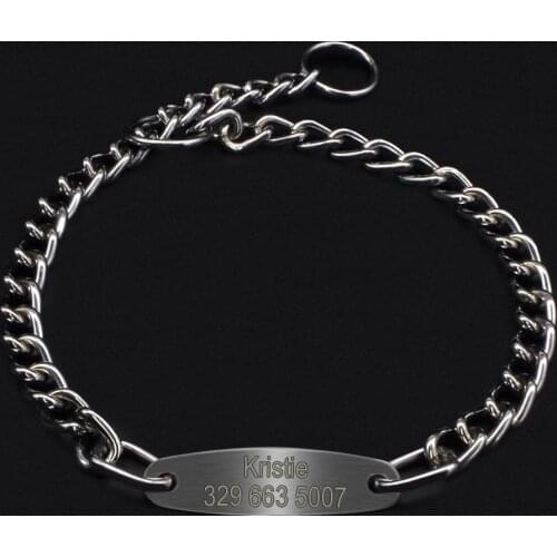 Custom Pet Dog Chain Slip Collar Personalized Pets Training Engraved ID Collars Choker For Medium Large Dogs Pitbull Bulldog