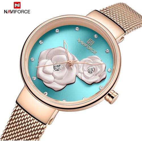 The New NAVIFORCE Beautiful Flower Design Women Watches Fashion Casual Crystal Wrist watch Ladies Female Luxury Elegant Watch