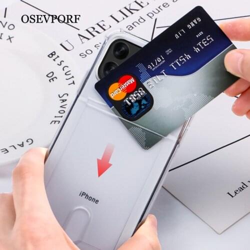 Phone Back Wallet Card Slot Case For iPhone 12 11 Pro Max X XS XR Max 6 S 7 8 Plus SE2 Case Luxury Sticker Silicone Phone Fundas