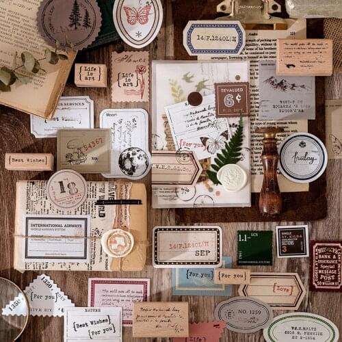40 Pcs Vintage Washi Label Sticker Diy Scrapbooking Junk Journal Collage Diary Happy Plan Gift Sealing Decoration Sticker