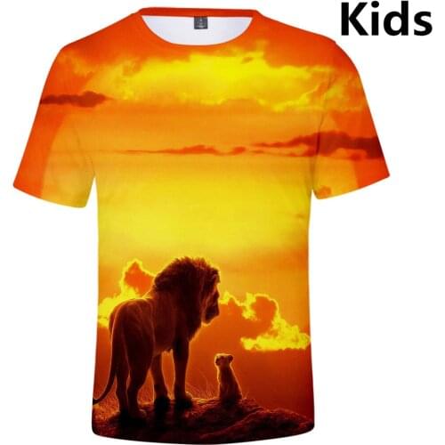 3 To 14 years Kids t shirt The Lion 3d full printed tshirt boys girls short sleeve t-shirt cartoon t shirts children clothes