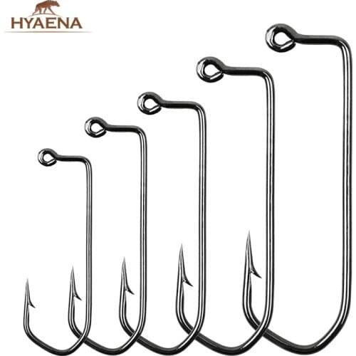 Hyaena 150pcs 7150 Big Fishing Hook High Carbon Steel Black Aberdeen Jig Barbed Saltwater Bass Fishhook 1/0-5/0