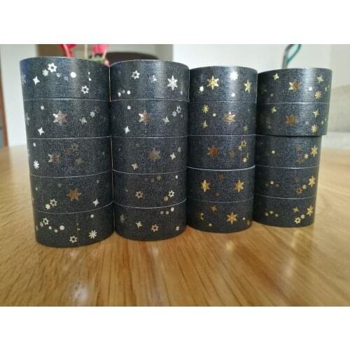 1.5cm Snow Black Bronzing hot silver Adhesive Tape for Scrapbooking DIY Craft Sticky Deco Masking Japanese Paper Washi Tape