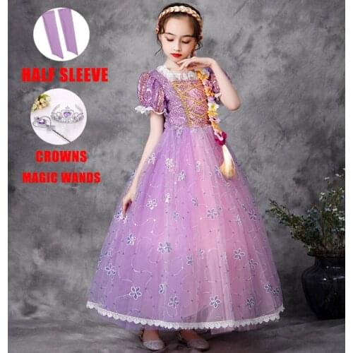 Cosplay Rapunzel Princess Dress Sets Costume Evening Kids Clothes Ball Gown Birthday Children Christmas Party Clothing 2-10 Yrs