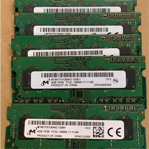 Micron laptop ram DDR3 memoria 4GB RAMS 4GB 1RX8 PC3L-12800S DDR3 4GB 1600MHz LAPTOP MEMORY for notebook