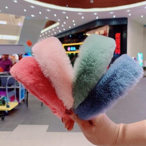 Fashion Vintage Colorful Winter Fake Fur Hairband Headband Women Girls Hair Head Hoop Bands Accessories Hair Ornaments Headdress