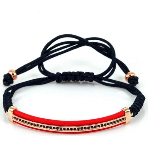 2016 Famous Brand Men Bracelets Bangles, Protecting Rivieve Macrame Bracelet Rose Tube and Black CZ Leather Bracelet