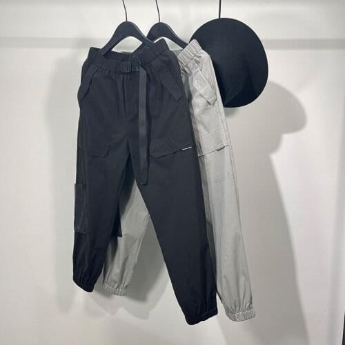 Owen Seak Men Casual Pencil Pants Gothic Clothing High Street Sweatpants Autumn Spring Calf-Length Loose Black Pants