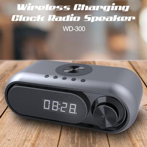 2 in 1 Wireless Portable Bluetooth Speaker Wireless Charging Alarm Clock Bluetooth Music Soundbar Bluetooth 5.0 Music Center