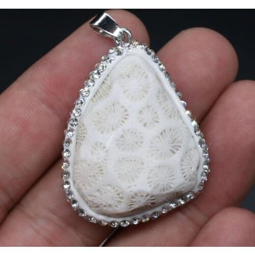 Natural Ocean Stone Necklace Pendant Irregular Shape Natural Stone Pendant for Jewelry Making DIY Necklace Size 26x30-30x40mm