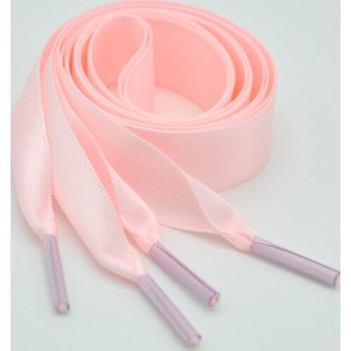 1pair 2cm Width Double-sided Smooth Satin Silk Ribbon Shoelaces Flat Shoe Lace Bud Silk Satin Bow Canvas White Shoes Shoe Lace